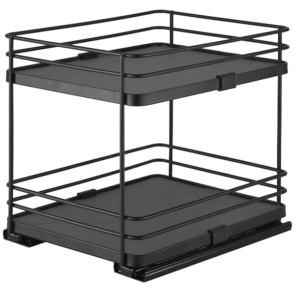 Organize It All 2 Tier Slide Out Shelf Organizer in Matte Black 15237-MATTEBLK - main